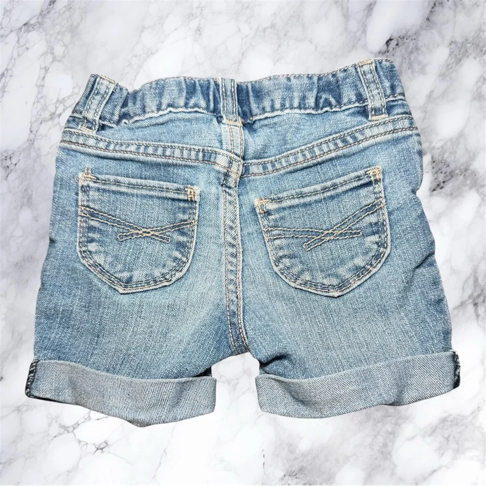 Baby Gap 1969 Toddler Denim Shorts 12-18 Months Light Wash Cuffed Elastic‎ Waist